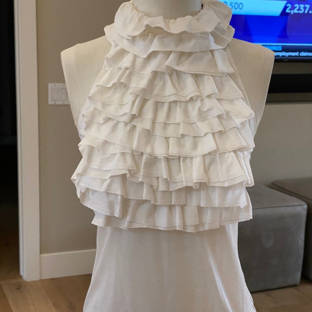 RALPH LAUREN COLLECTION RUFFLE FRONT TOP SIZE M